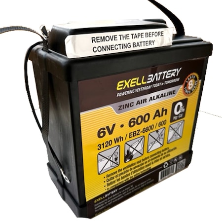 Exell Battery 6V 600Ah Zinc Air Alkaline Battery EBZ-6600